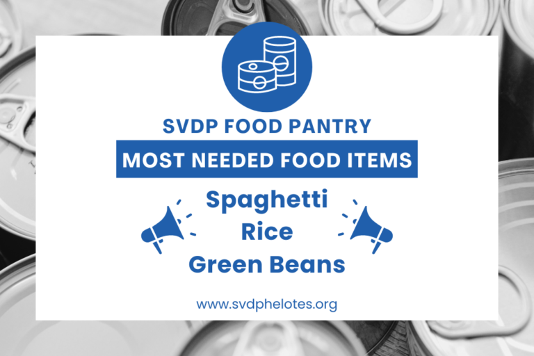 SVDP Food Pantry Update: Food Item Shortage